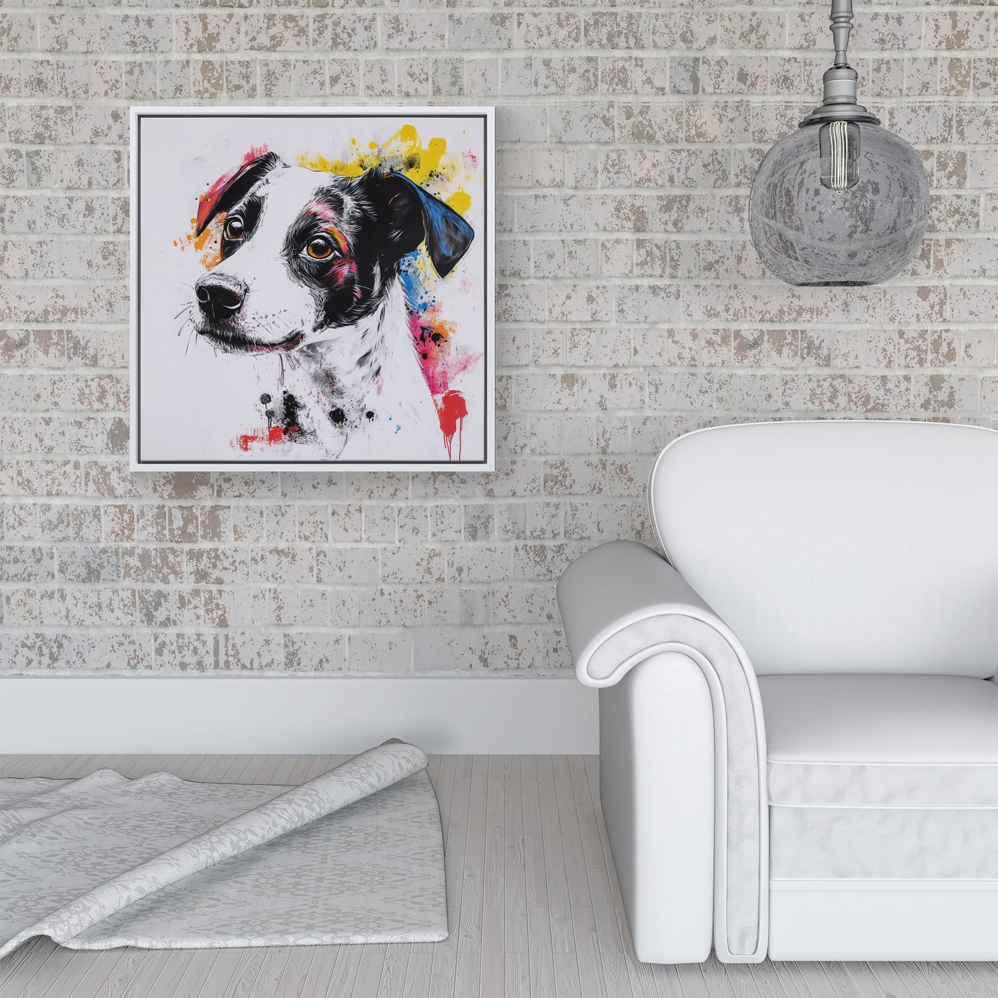 Banksy Inspired Jack Russell Dog Framed Canvas