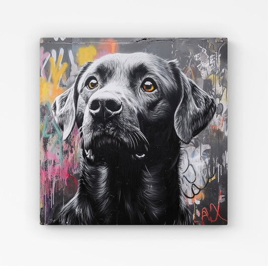 Banksy Inspired Black Labrador Canvas