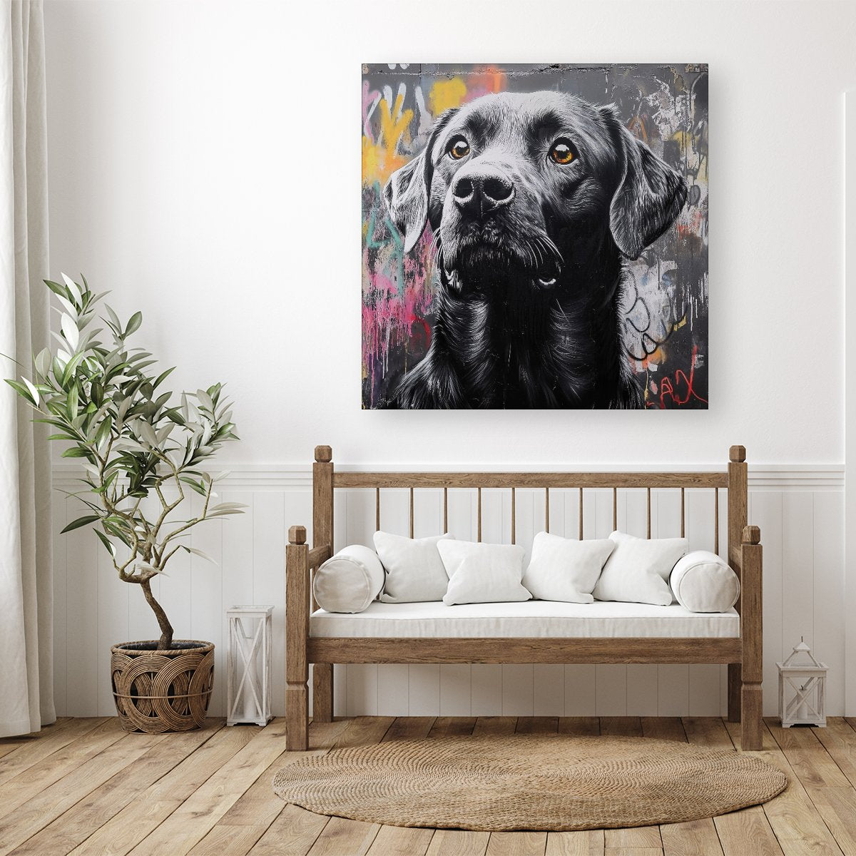 Banksy Inspired Black Labrador Canvas