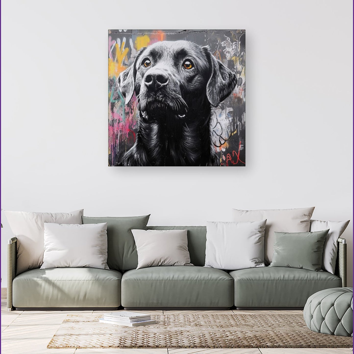 Banksy Inspired Black Labrador Canvas
