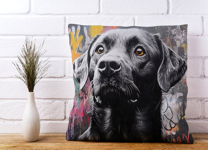 Banksy Inspired Black Labrador Cushions