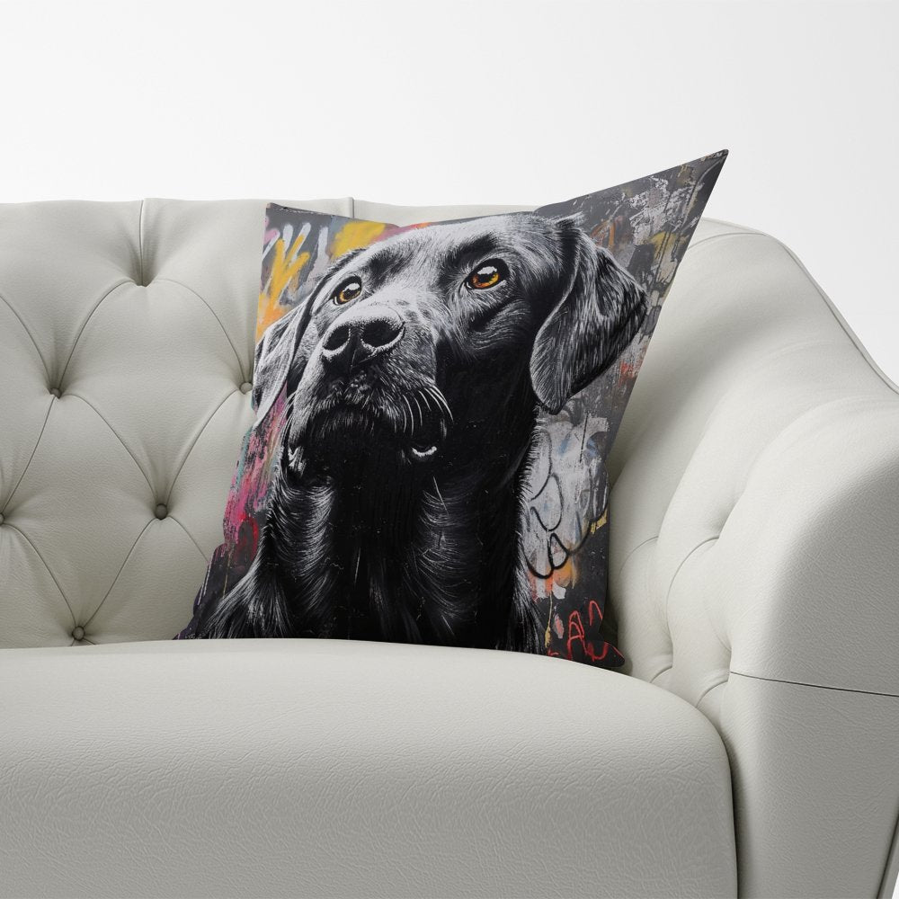 Banksy Inspired Black Labrador Cushions