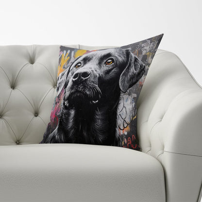 Banksy Inspired Black Labrador Cushions