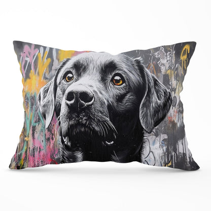 Banksy Inspired Black Labrador Cushions