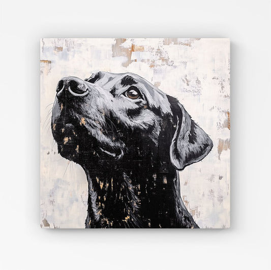 Banksy Inspired Thoughtful Black Labrador Canvas