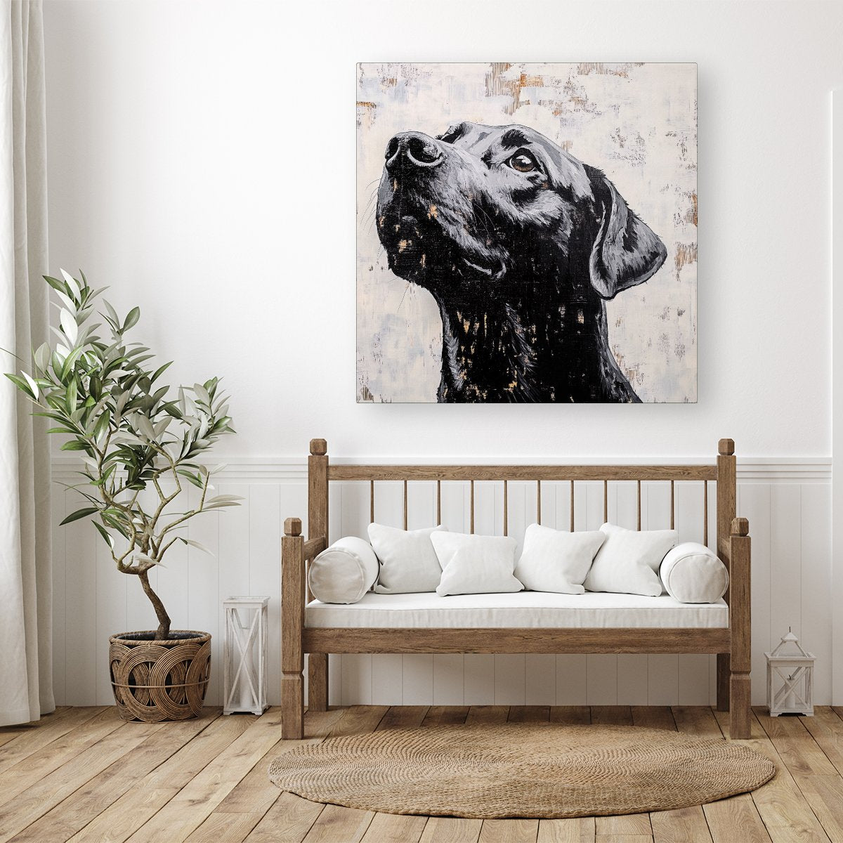 Banksy Inspired Thoughtful Black Labrador Canvas