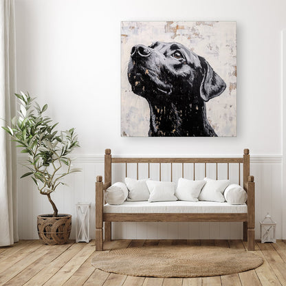 Banksy Inspired Thoughtful Black Labrador Canvas
