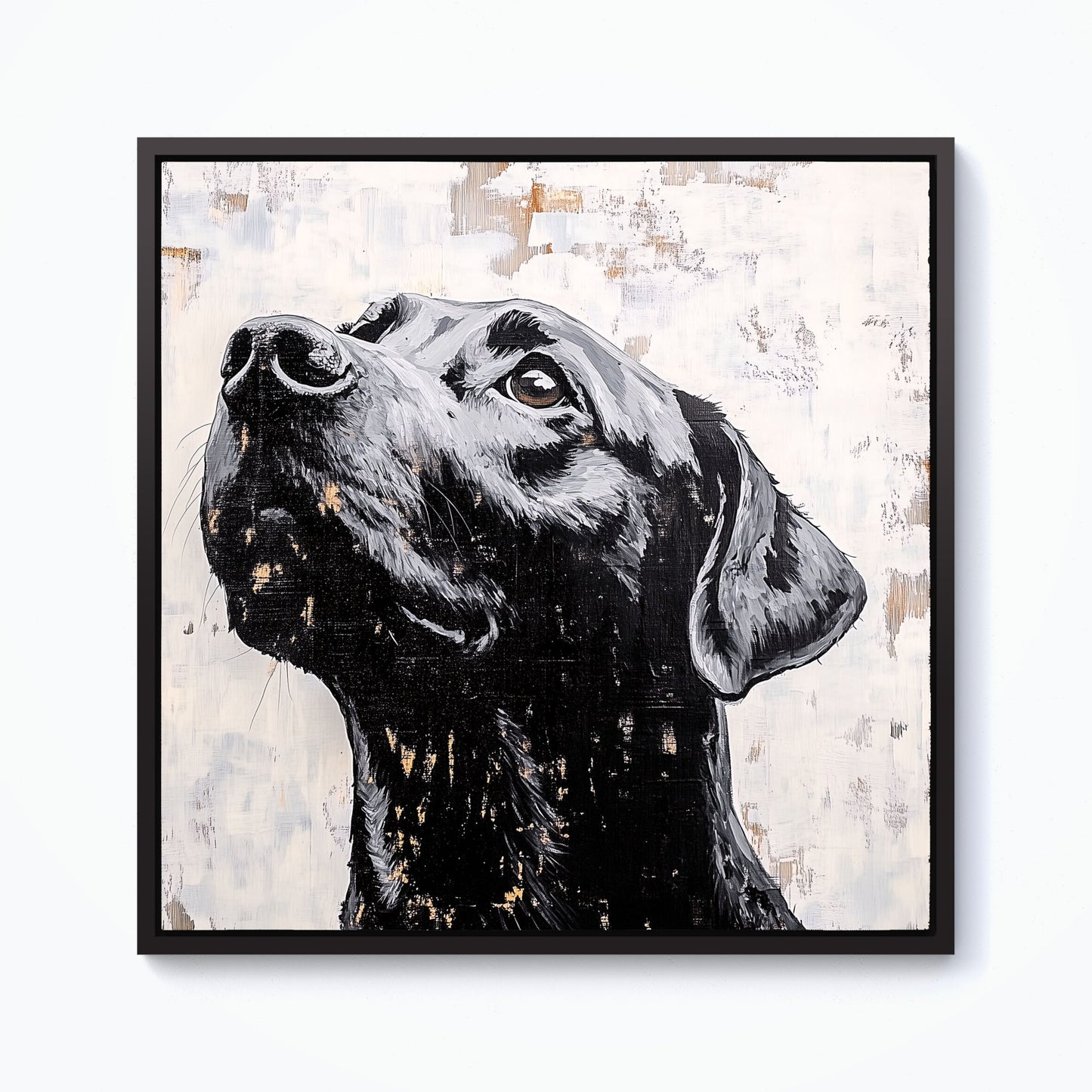 Banksy Inspired Thoughtful Black Labrador Framed Canvas