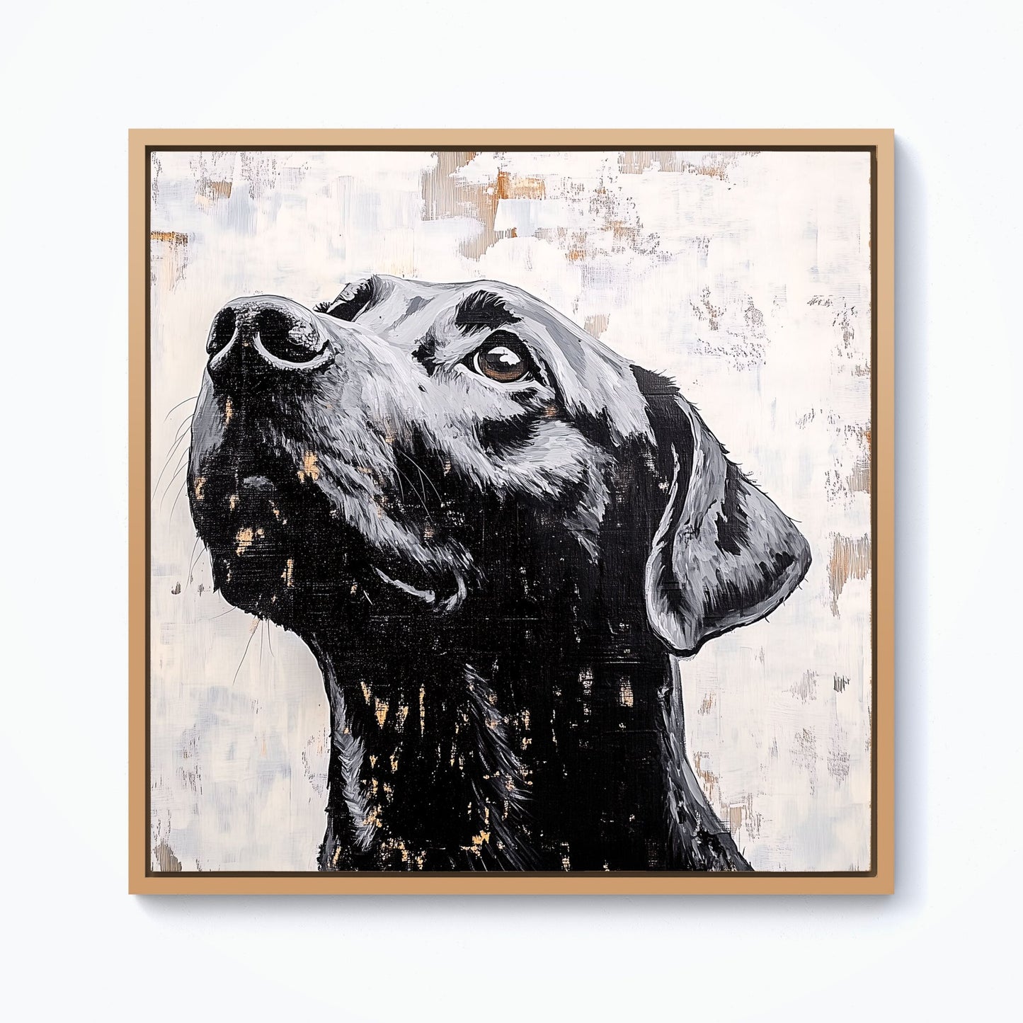 Banksy Inspired Thoughtful Black Labrador Framed Canvas