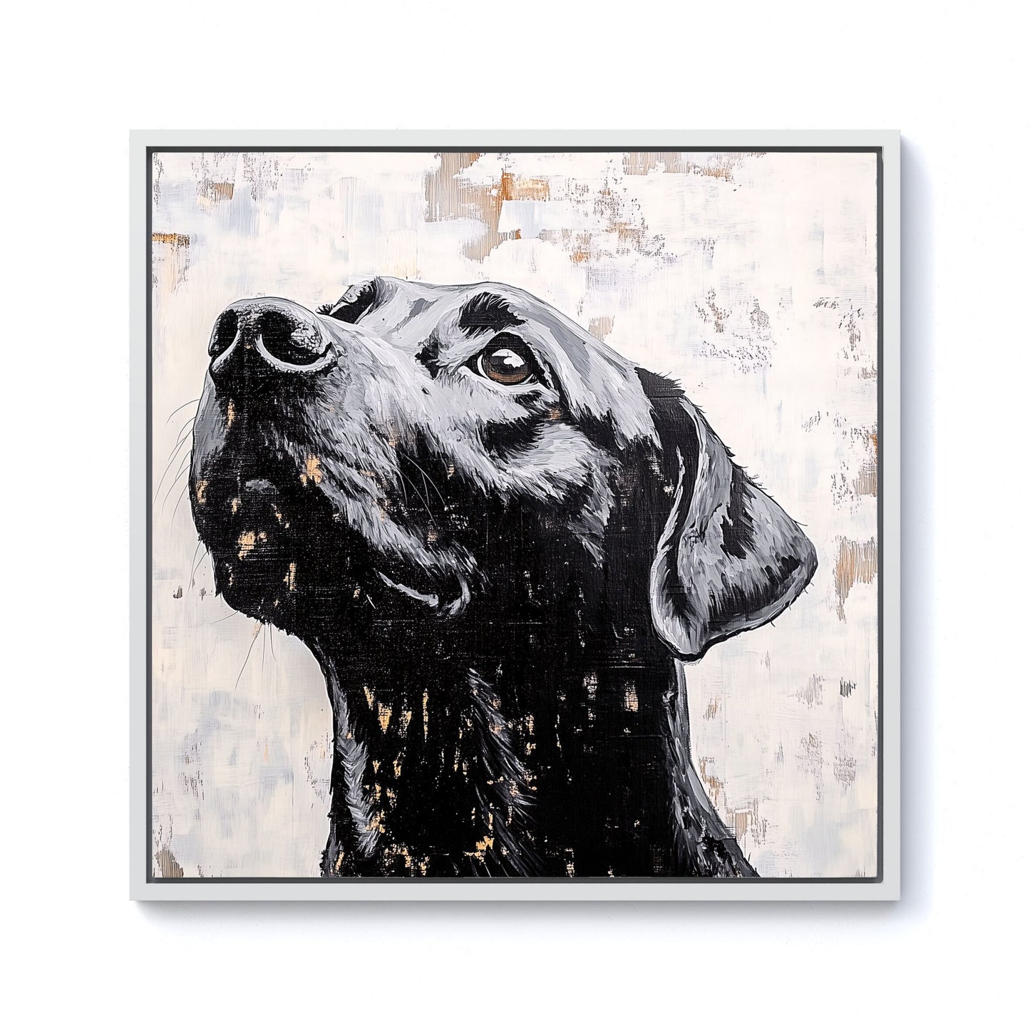 Banksy Inspired Thoughtful Black Labrador Framed Canvas