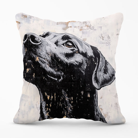 Banksy Inspired Thoughtful Black Labrador Cushions