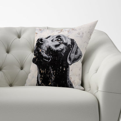 Banksy Inspired Thoughtful Black Labrador Cushions