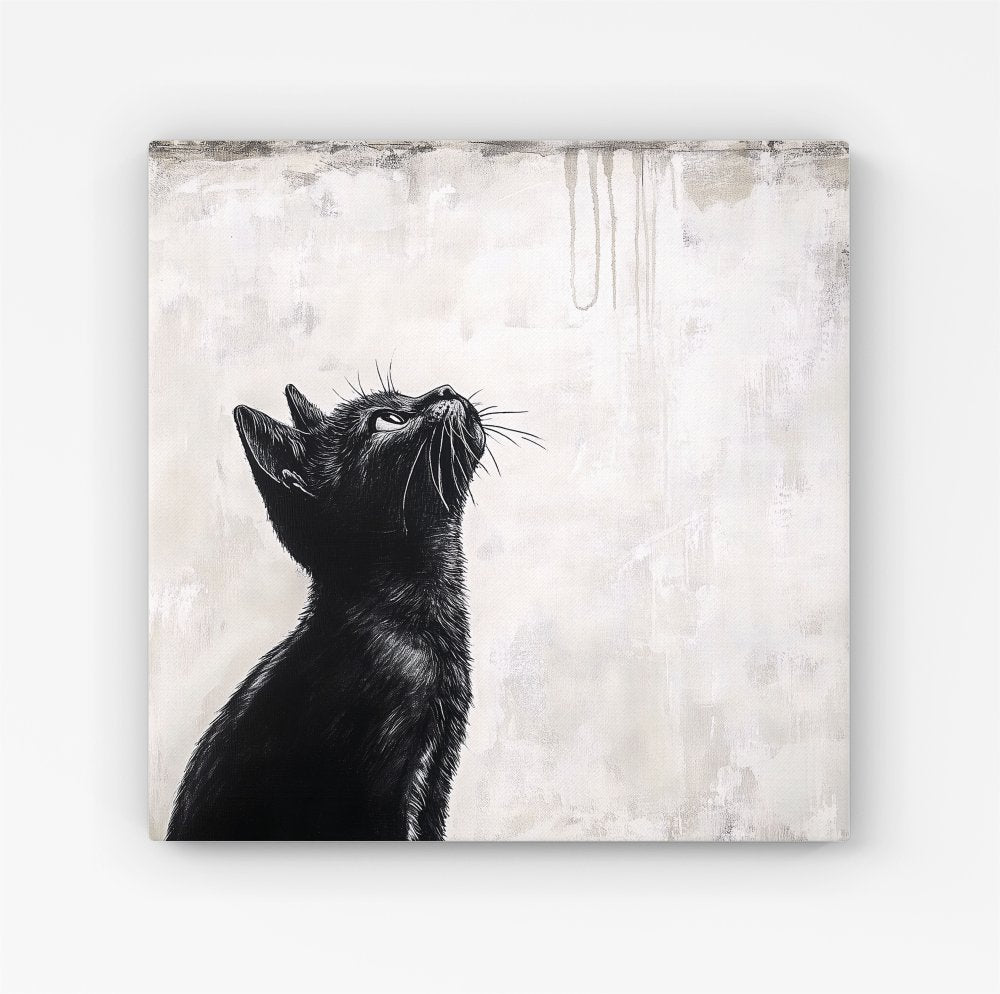 Thoughtful Banksy Inspired Cat Canvas