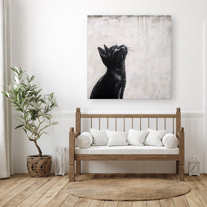Thoughtful Banksy Inspired Cat Canvas
