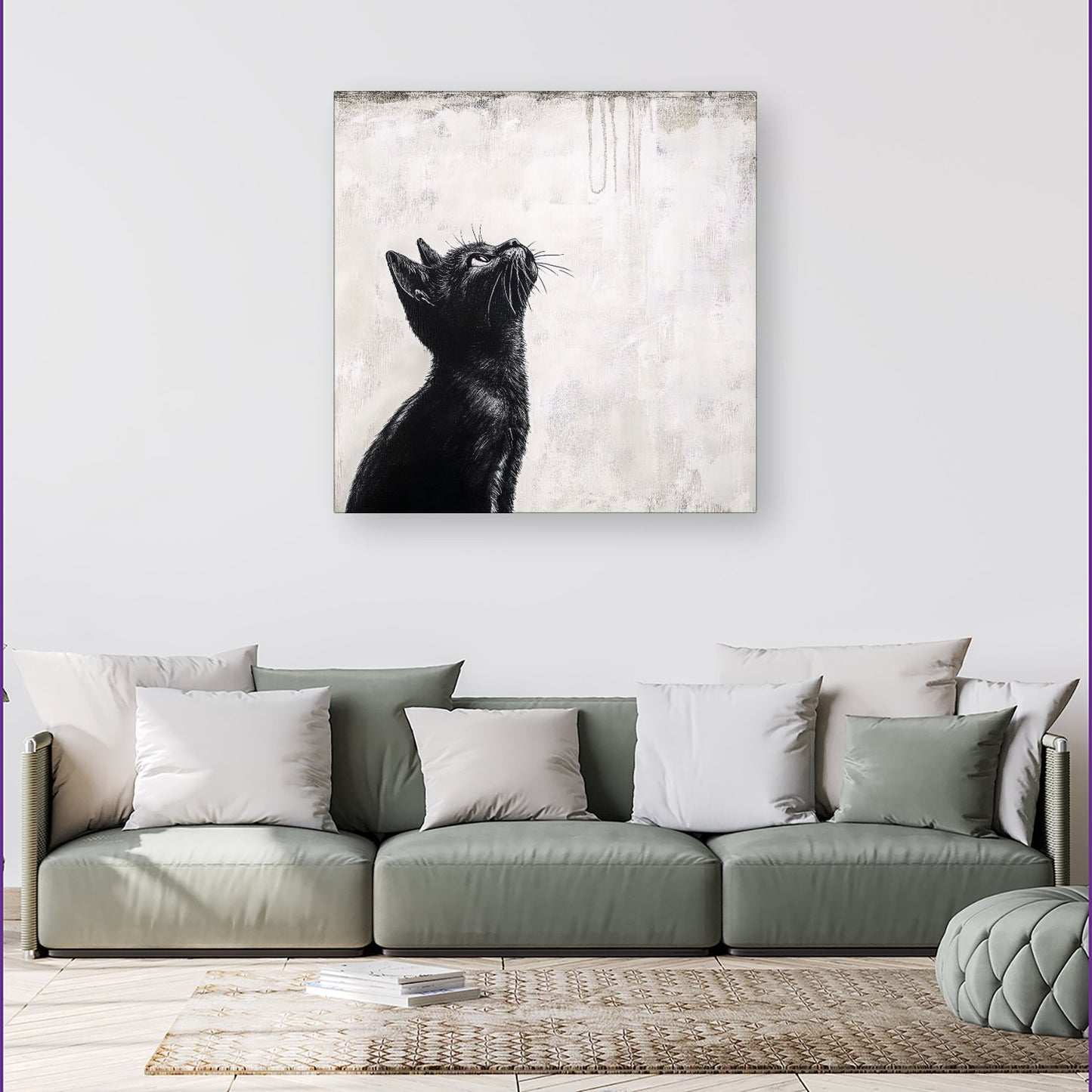 Thoughtful Banksy Inspired Cat Canvas