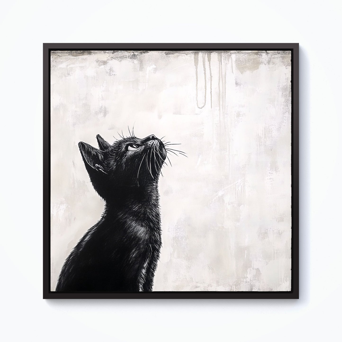 Thoughtful Banksy Inspired Cat Framed Canvas