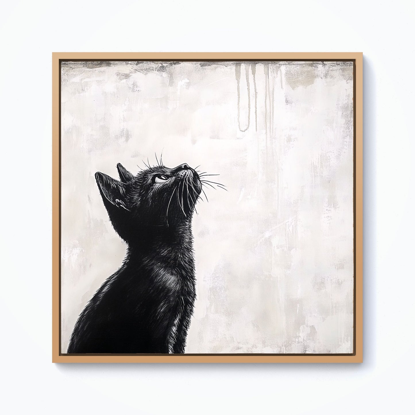 Thoughtful Banksy Inspired Cat Framed Canvas