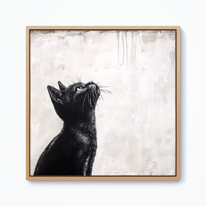 Thoughtful Banksy Inspired Cat Framed Canvas