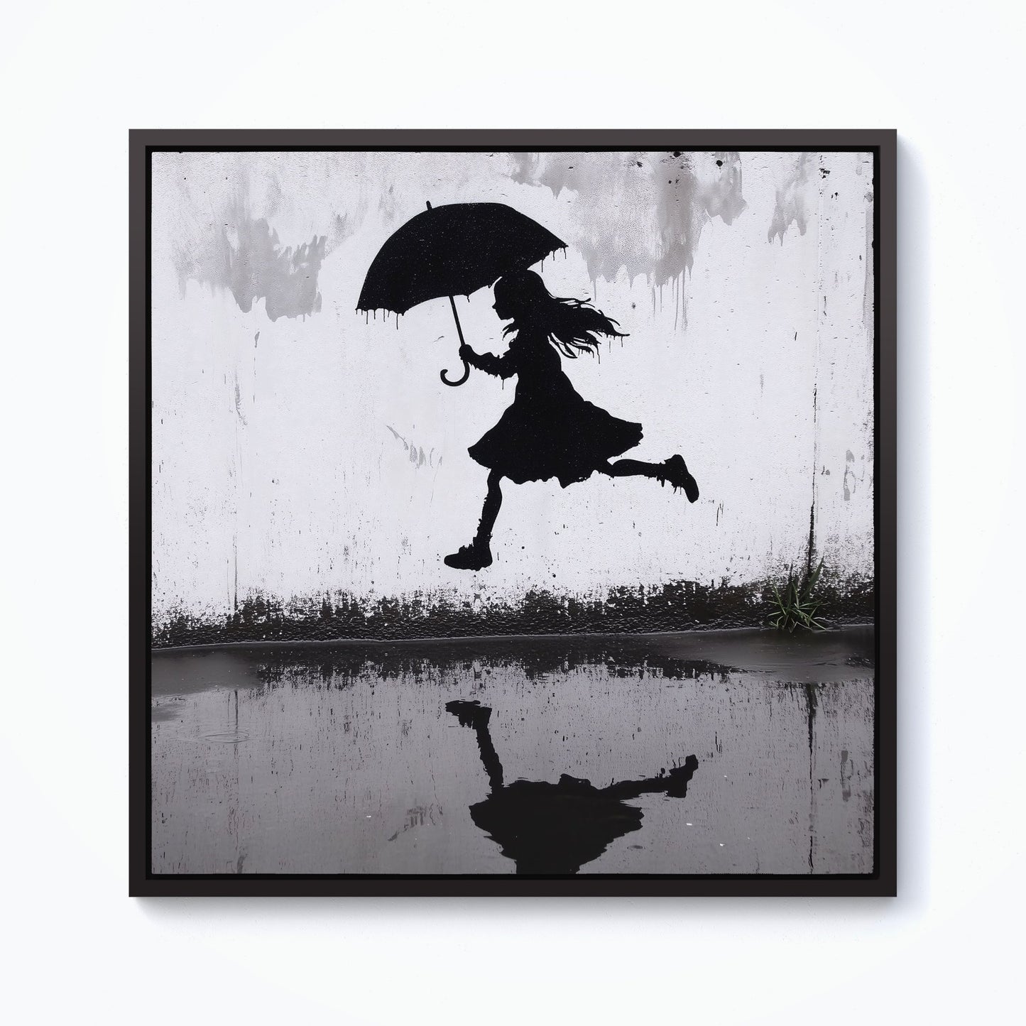 Jumping Over Puddles Framed Canvas