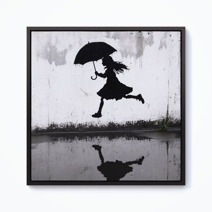 Jumping Over Puddles Framed Canvas