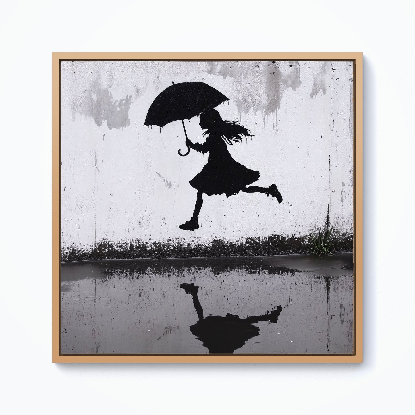 Jumping Over Puddles Framed Canvas