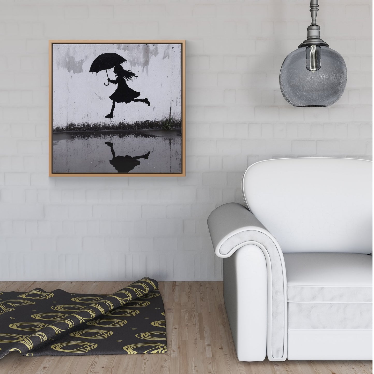 Jumping Over Puddles Framed Canvas