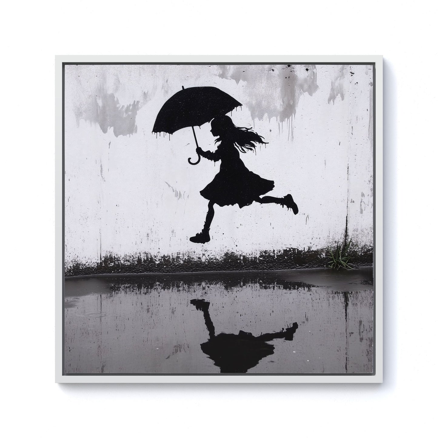 Jumping Over Puddles Framed Canvas