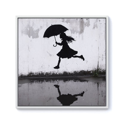 Jumping Over Puddles Framed Canvas