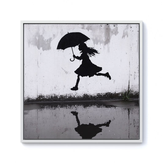 Jumping Over Puddles Framed Canvas