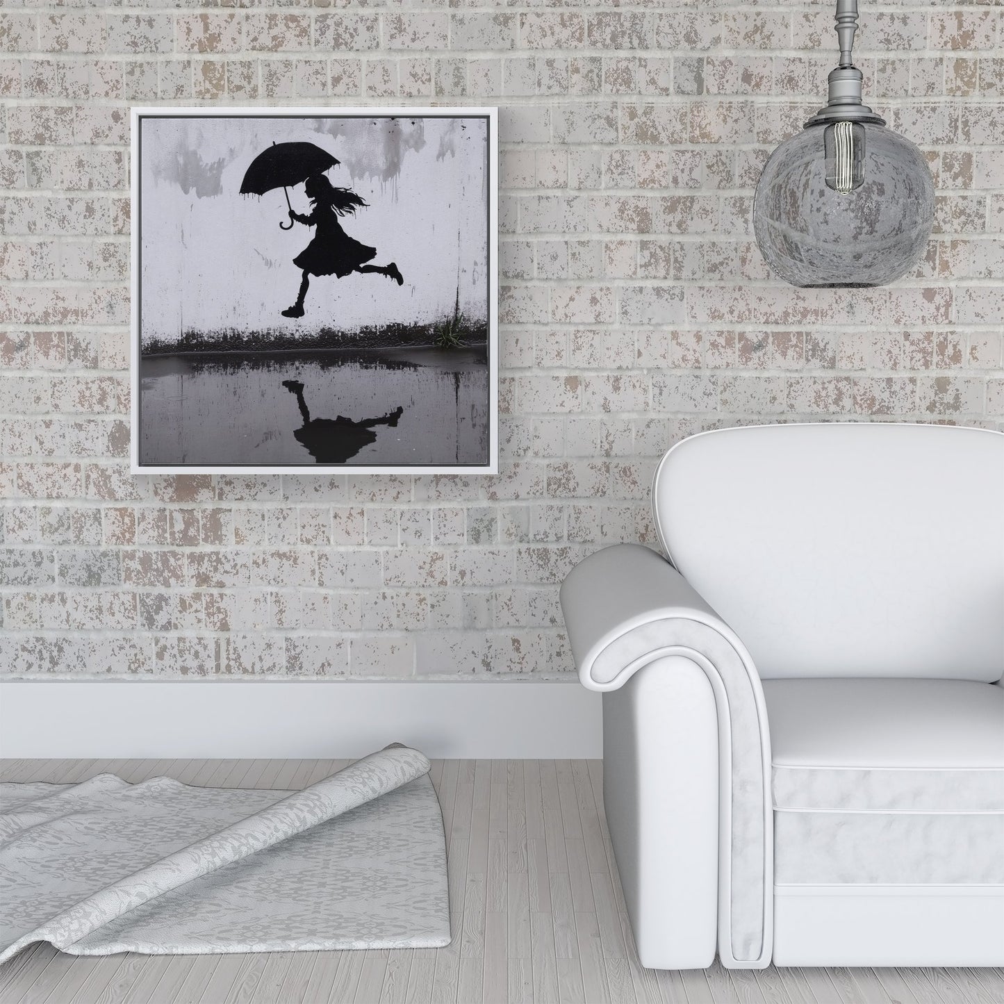Jumping Over Puddles Framed Canvas