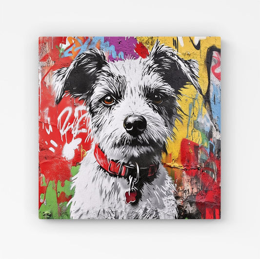 Colourful Terrier Banksy Inspired Canvas