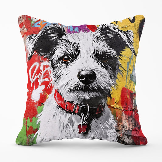 Colourful Terrier Banksy Inspired Cushions