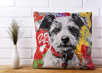 Colourful Terrier Banksy Inspired Cushions