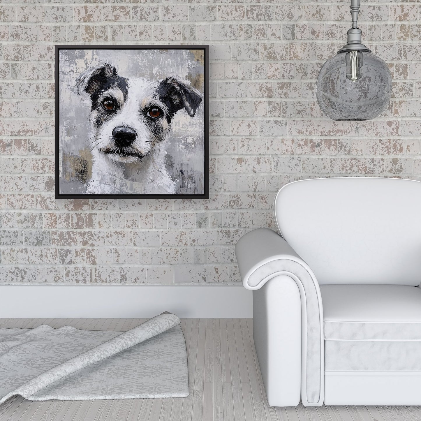 Thoughtful Terrier Dog Framed Canvas