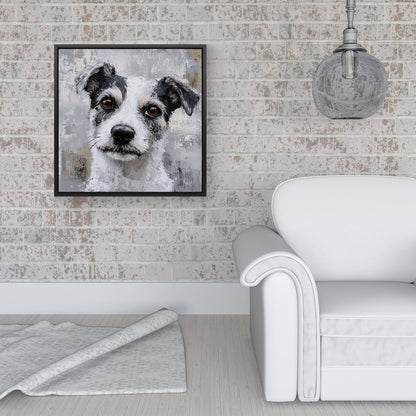 Thoughtful Terrier Dog Framed Canvas