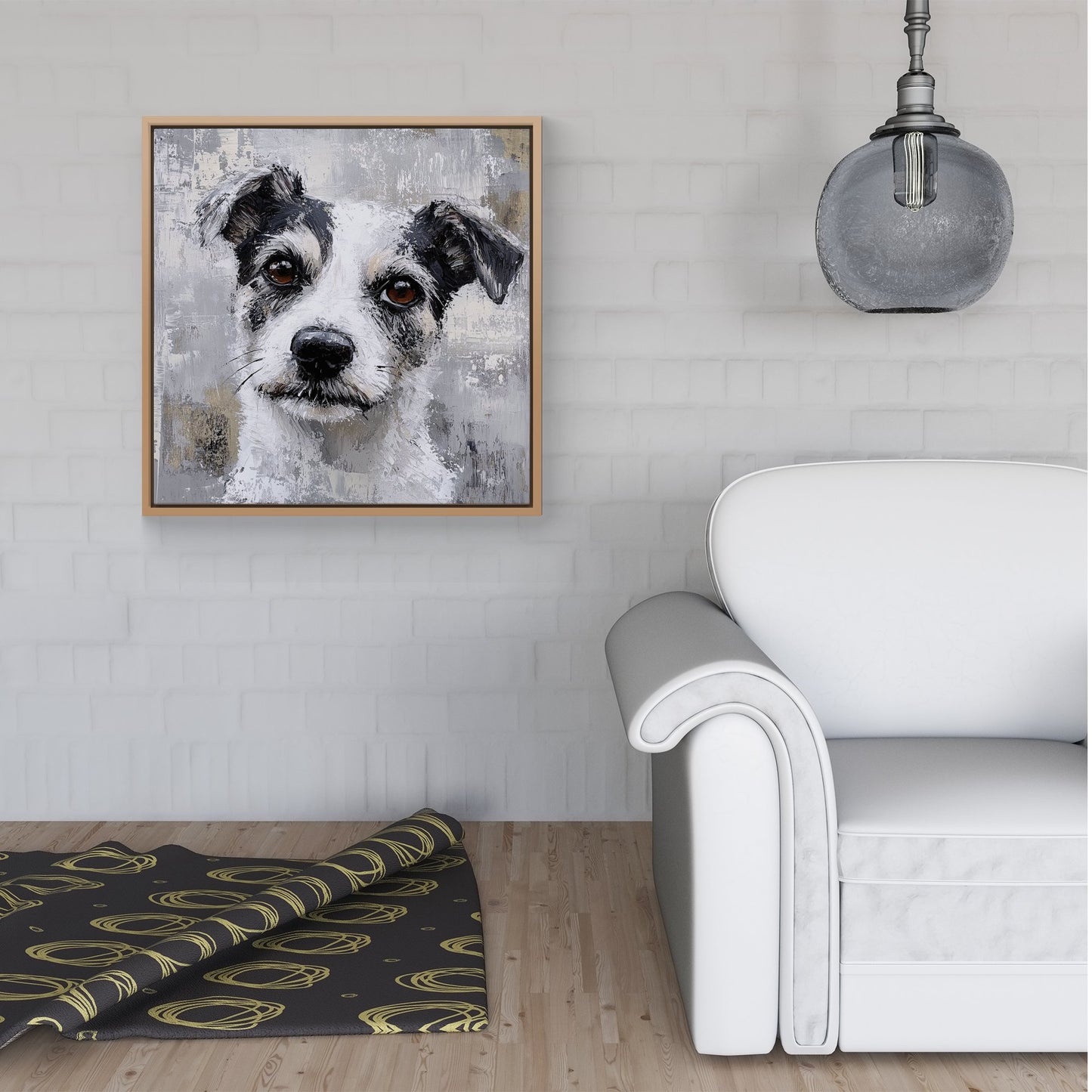 Thoughtful Terrier Dog Framed Canvas
