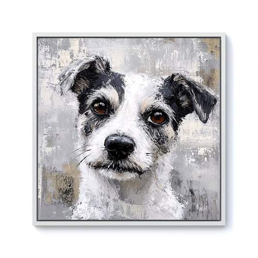 Thoughtful Terrier Dog Framed Canvas