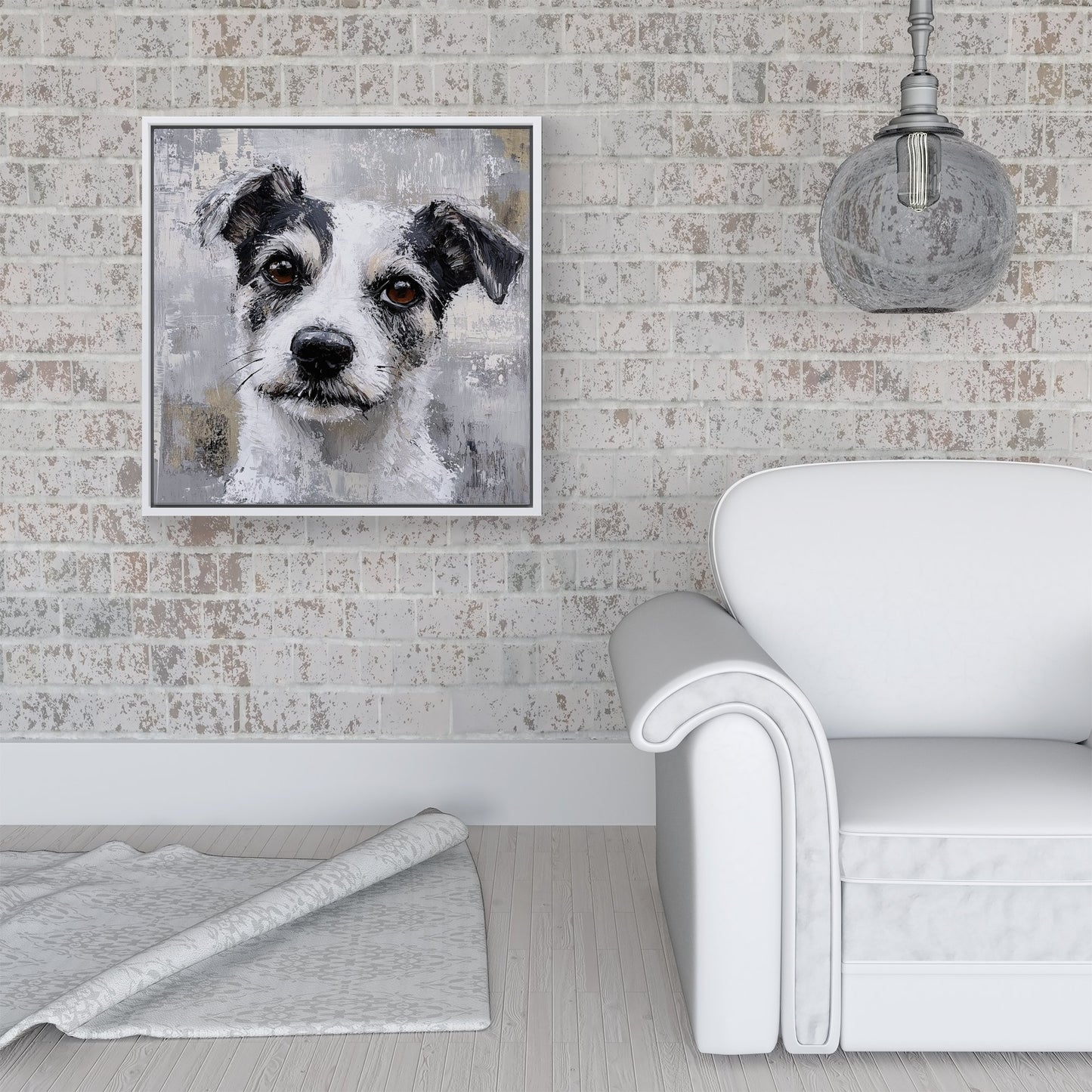 Thoughtful Terrier Dog Framed Canvas