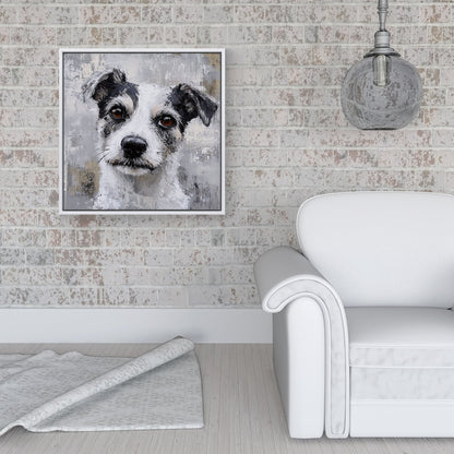Thoughtful Terrier Dog Framed Canvas