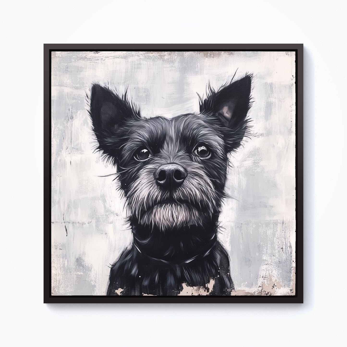 Banksy Inspired Little Terrier Dog Framed Canvas