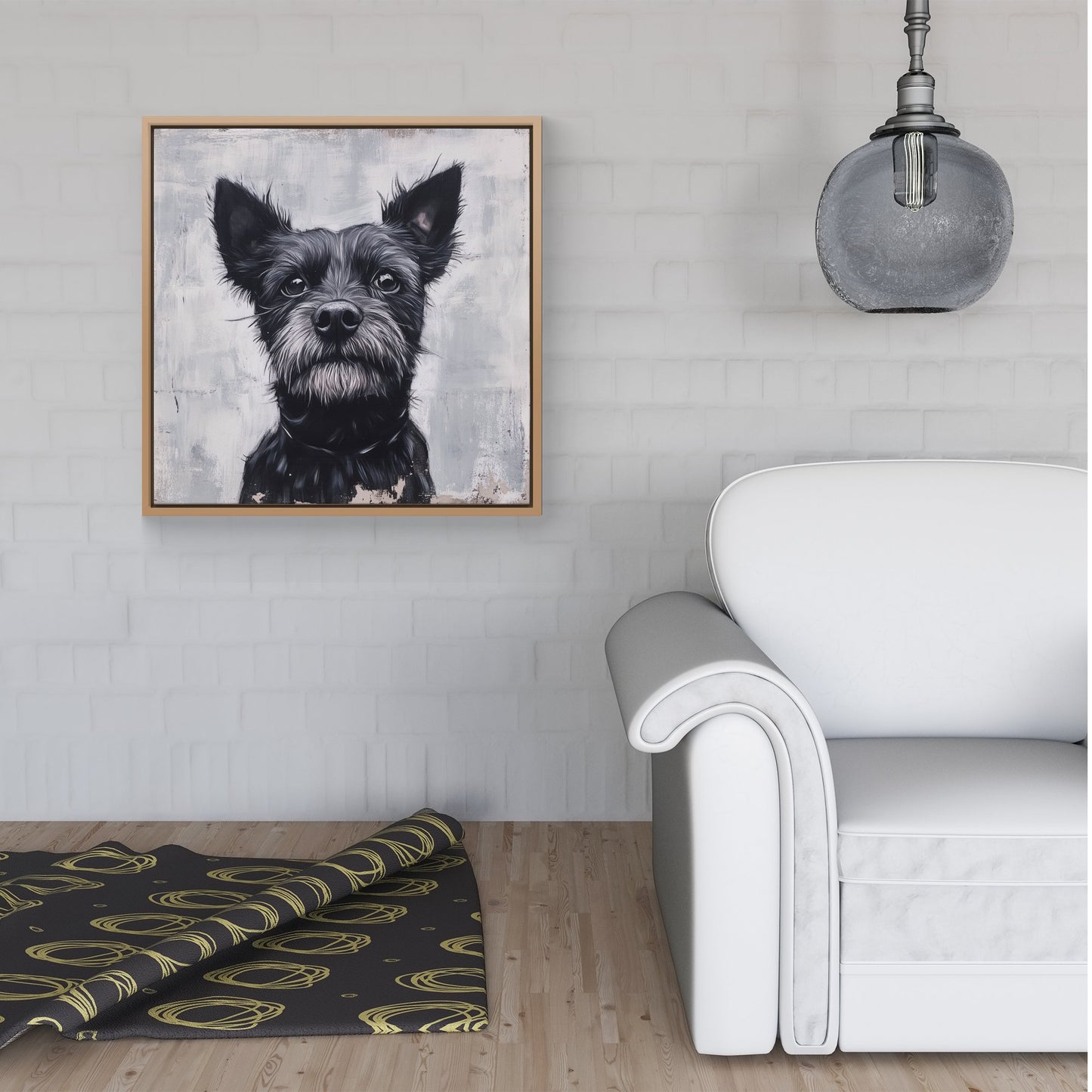 Banksy Inspired Little Terrier Dog Framed Canvas