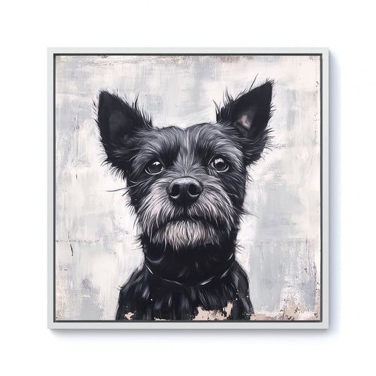Banksy Inspired Little Terrier Dog Framed Canvas