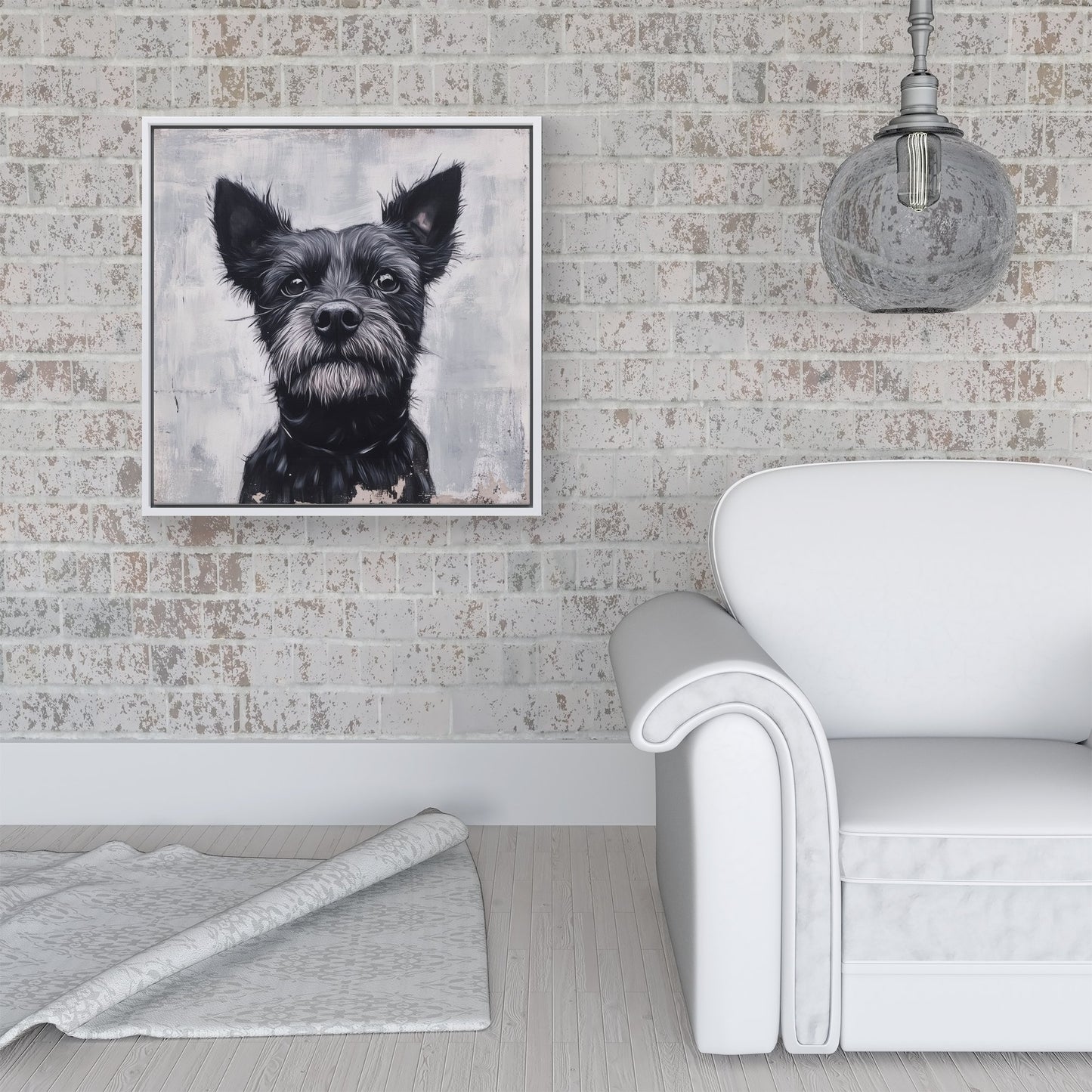 Banksy Inspired Little Terrier Dog Framed Canvas