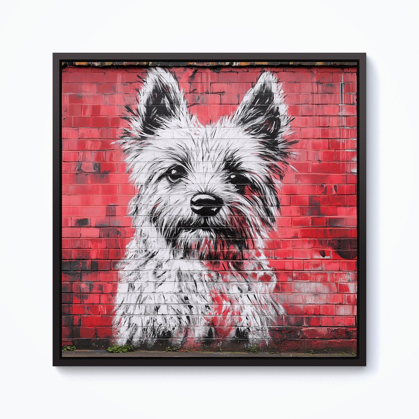 Banksy Inspired West Highland Terrier Framed Canvas