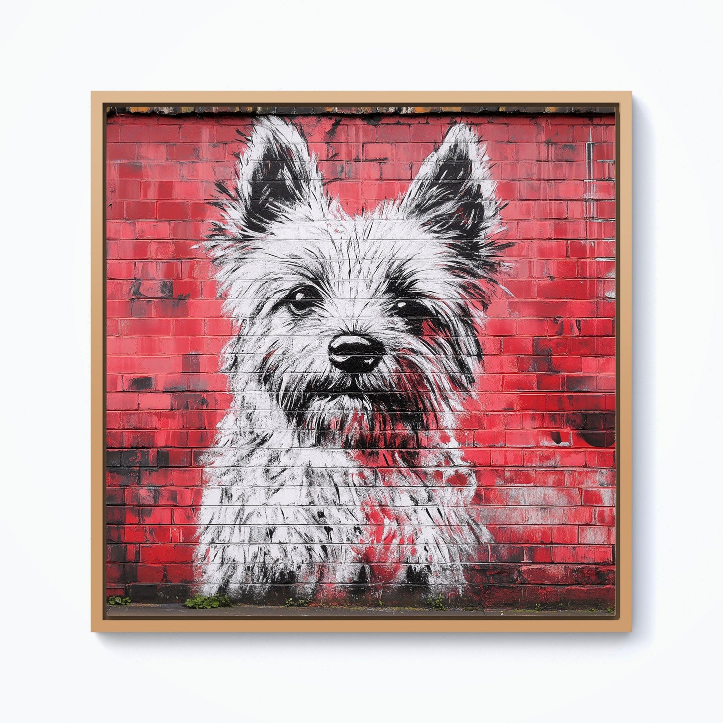Banksy Inspired West Highland Terrier Framed Canvas
