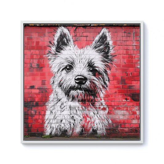 Banksy Inspired West Highland Terrier Framed Canvas