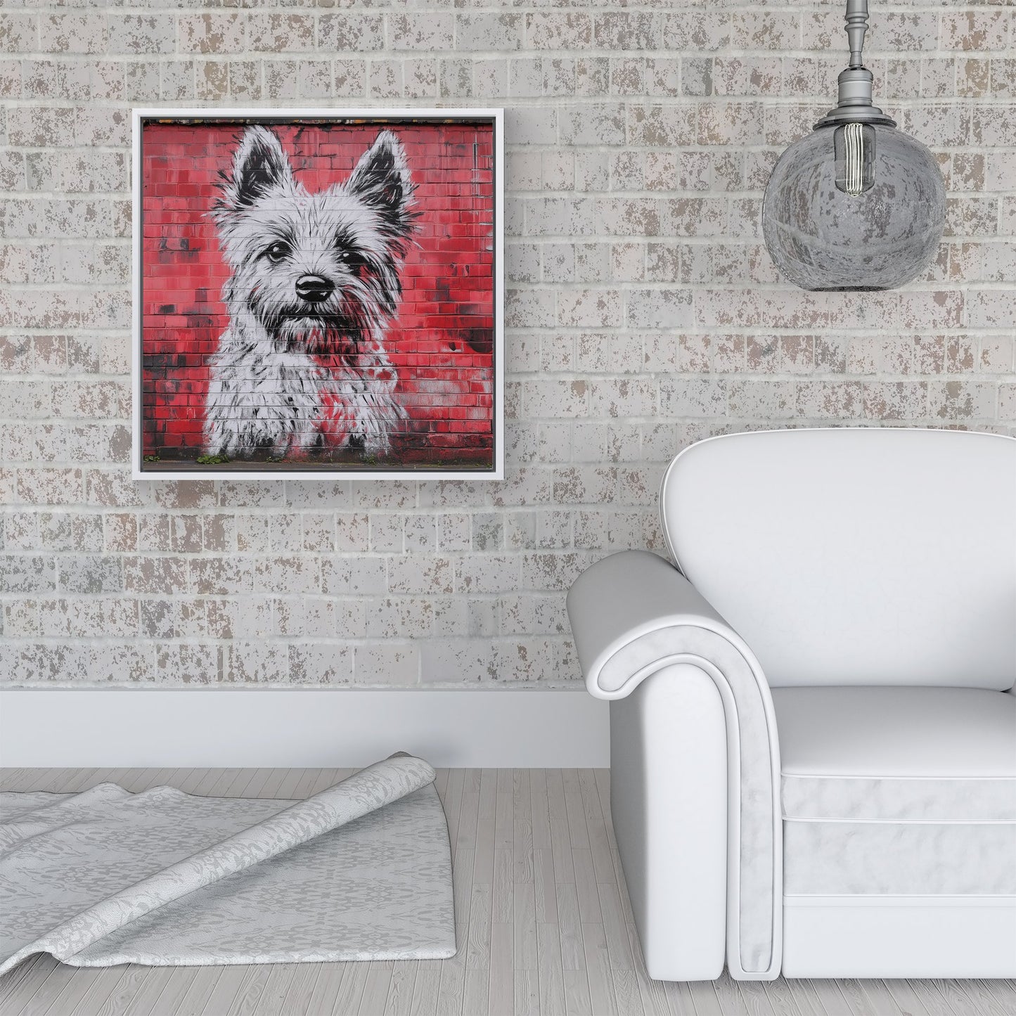 Banksy Inspired West Highland Terrier Framed Canvas