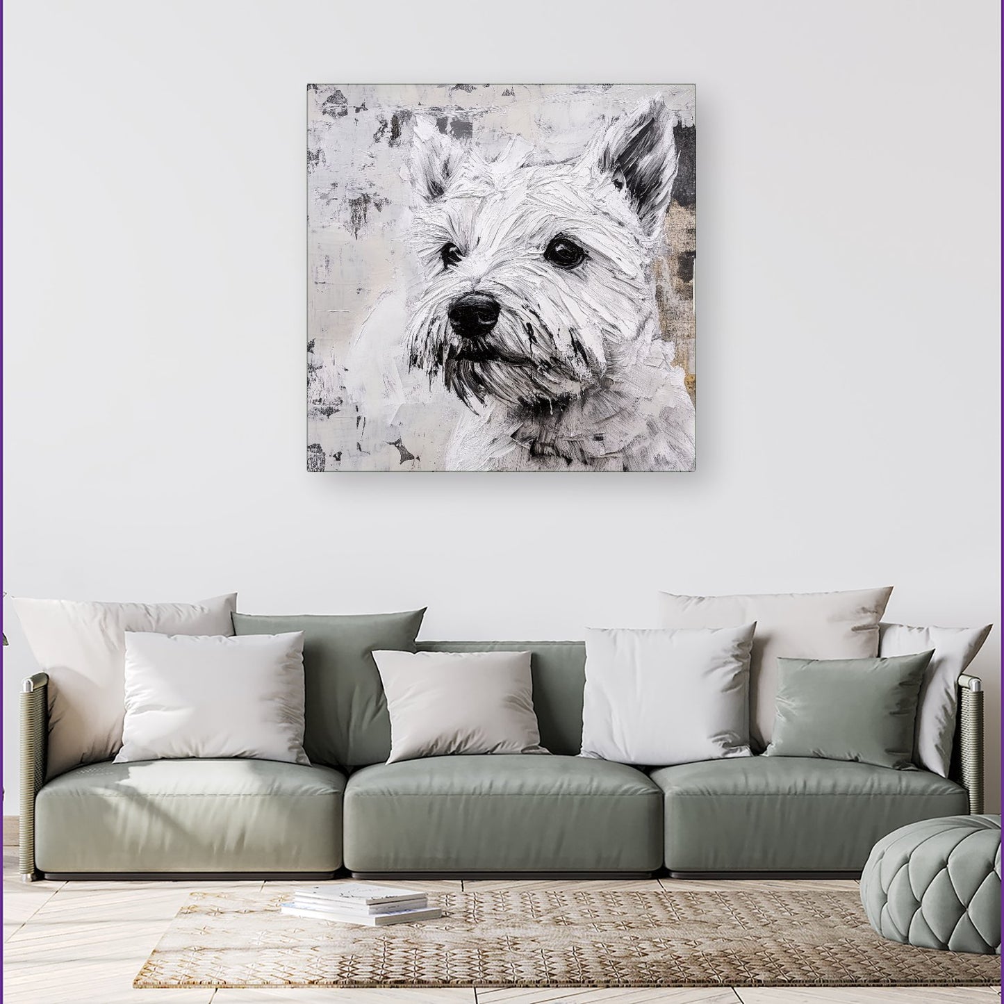 Banksy Inspired Thoughtful West Highland Terrier Canvas