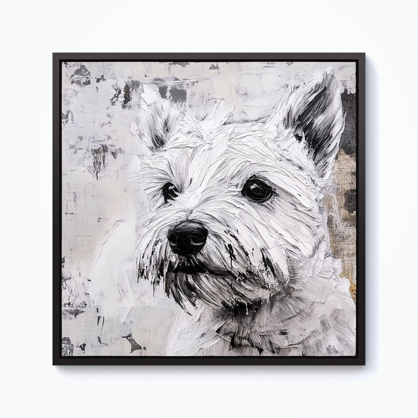 Banksy Inspired Thoughtful West Highland Terrier Framed Canvas