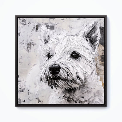 Banksy Inspired Thoughtful West Highland Terrier Framed Canvas